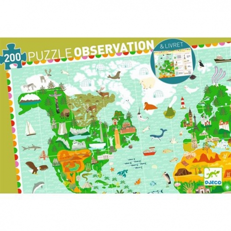 Puzzle découverte Tour du Monde 200 pcs - Djeco